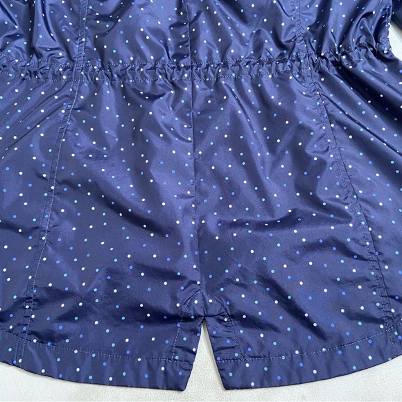 Details Intl Navy Mini Polkadot Packable Hooded Rain Jacket  Size Large - Picture 7 of 14